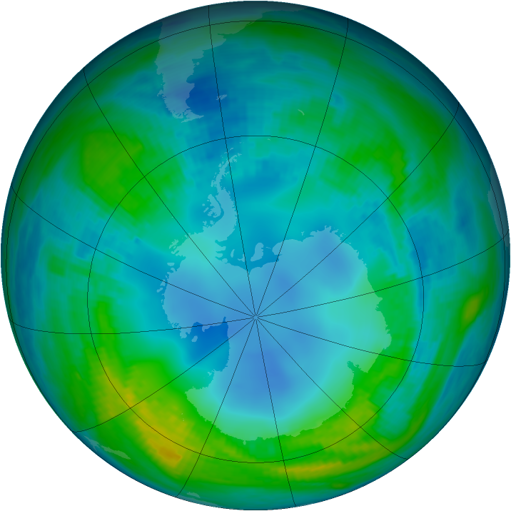 Antarctic ozone map for 07 May 1989
